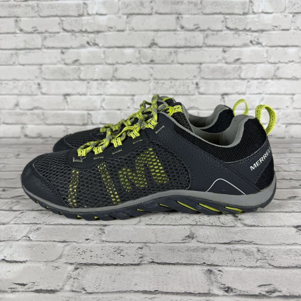 Merrell Mens 8M Ebony Tender Shoots Hiking Sneakers Gray Mesh Low Top